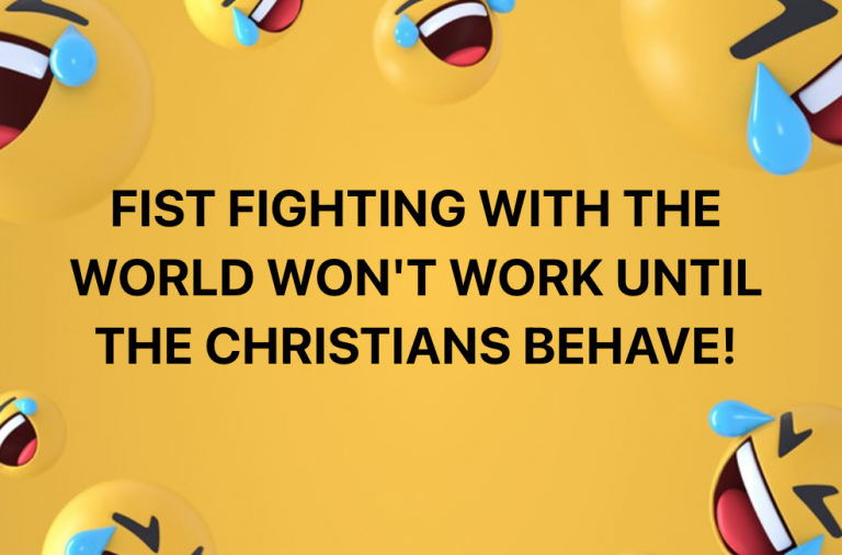 JUNE SUBMITTED SELAH. FIST FIGHTING WITH THE WORLD WON’T WORK UNTIL THE CHRISTIANS BEHAVE
